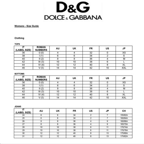 dolce gabbana jeans size guide|dolce gabbana jeans size chart.